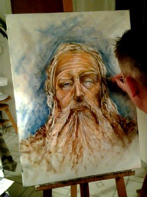 Me working on my oil painting of Odin...